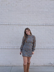Blue/Bronze floral dress
