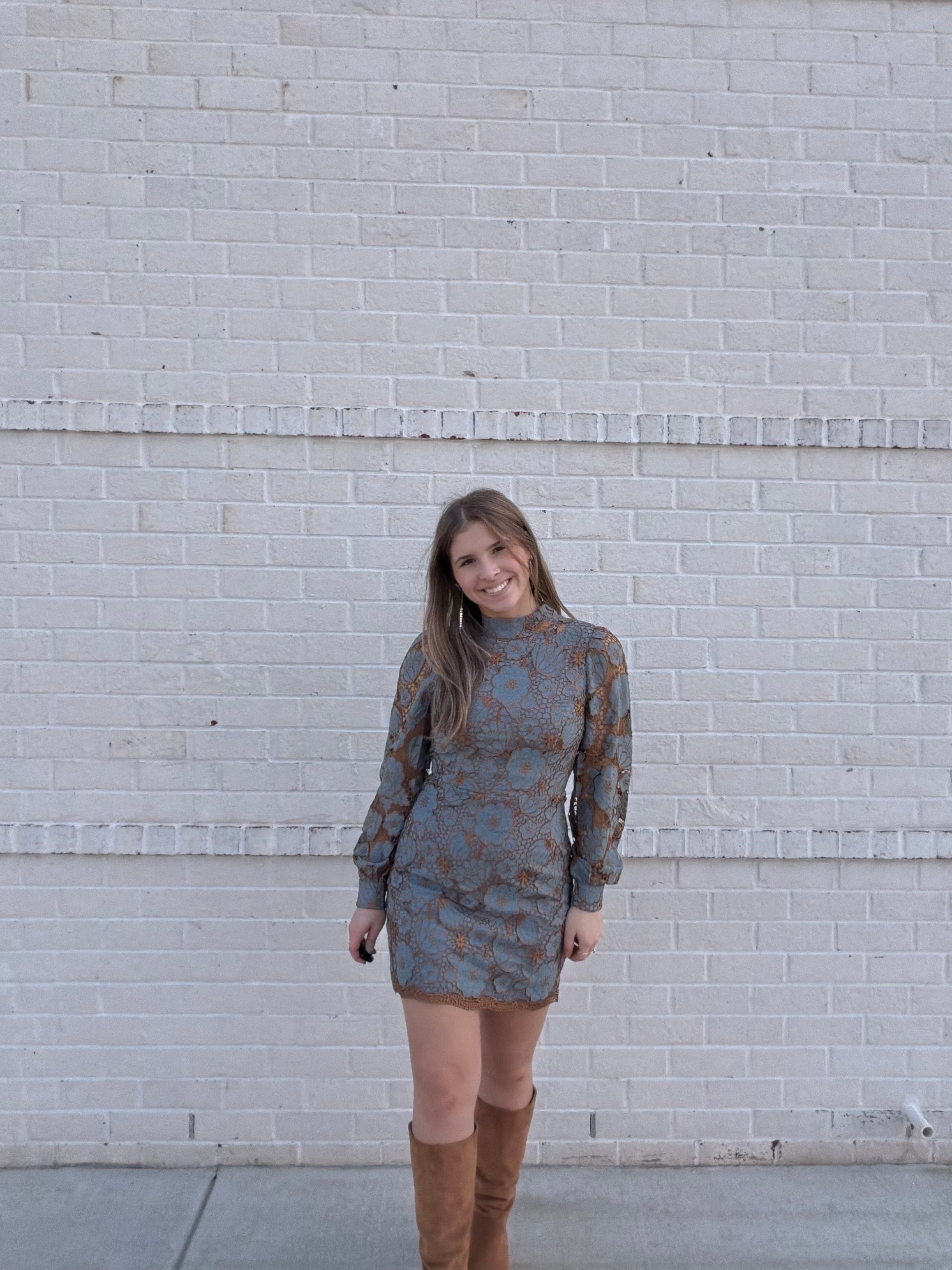 Blue/Bronze floral dress