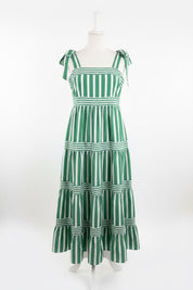 Green stripe maxi dress with shoulder ties