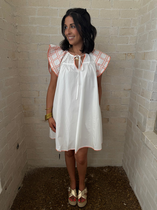 Tennessee White/Orange Mini Dress