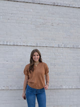 Mixed Knit Short Sleeve Sweater