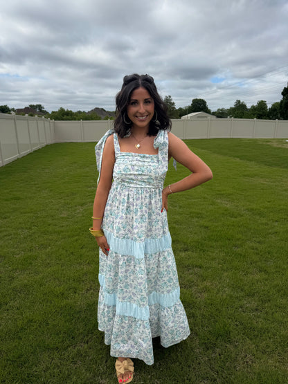 Lillian Blue Floral Maxi Dress