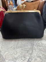 Black Kiss-Lock Clutch Purse