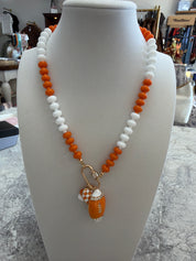Football & Heart Charm Beaded Necklace
