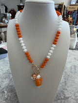 Football & Heart Charm Beaded Necklace