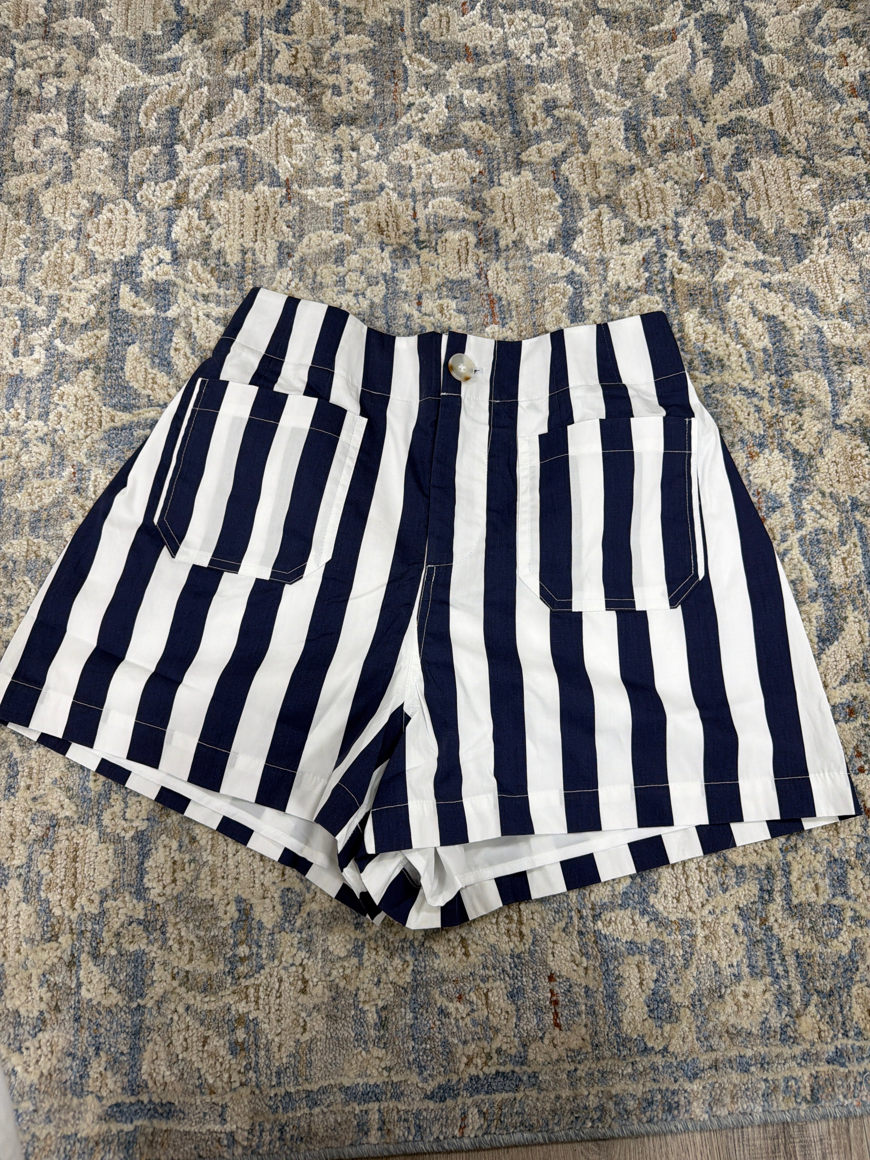 Navy striped shorts