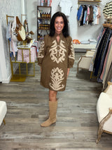 Brown & Cream Statement dress