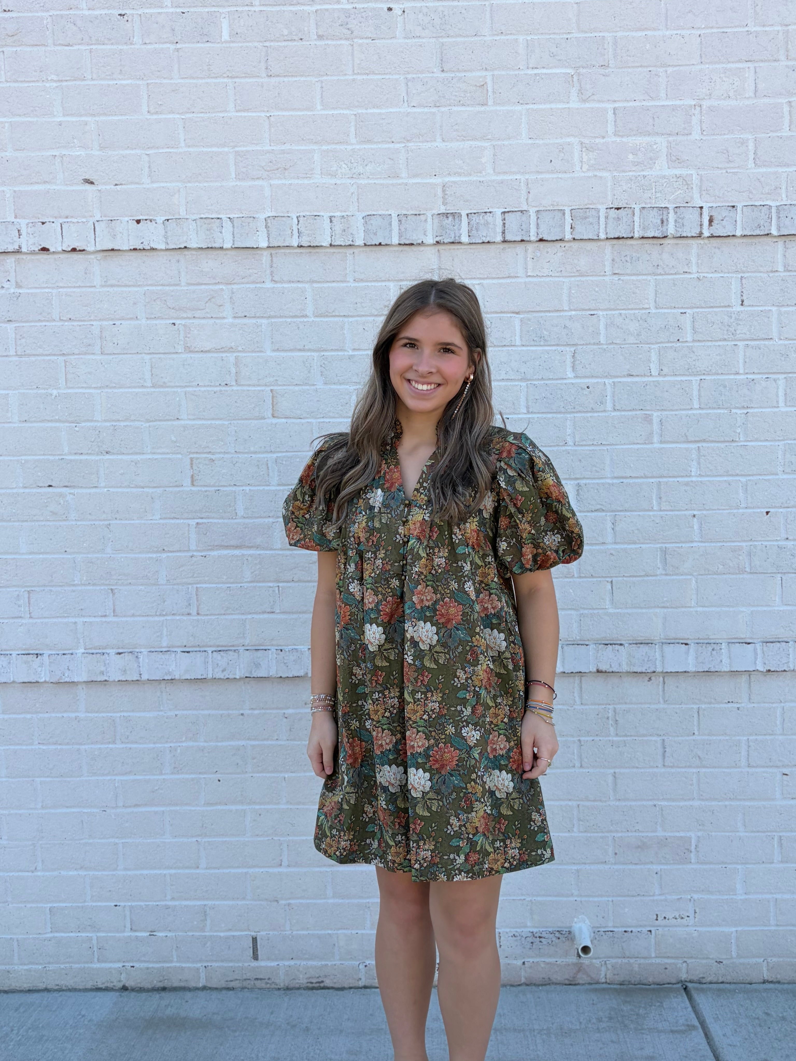Olive Floral mini Dress