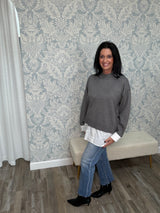 Layered Sweater Charcoal/White