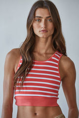 S1107 | Knit Seamless Ribbed Striped Racerback Brami