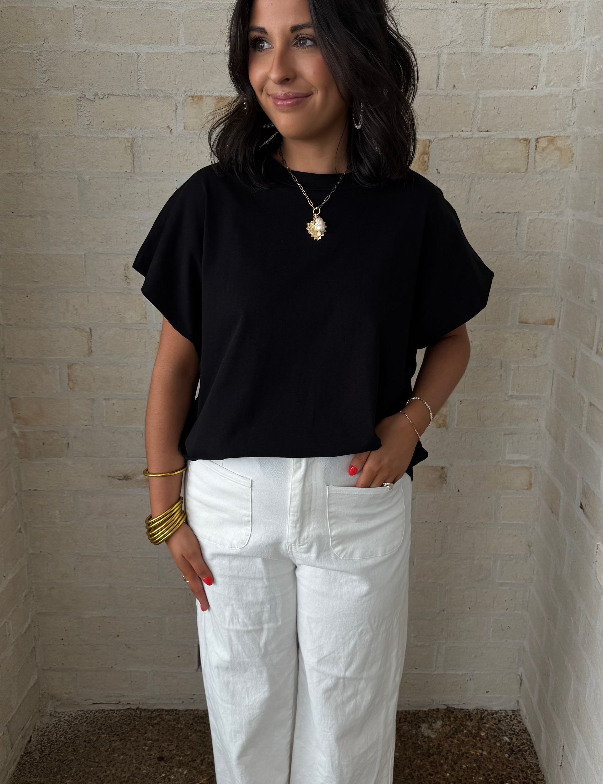 Black Solid Tunic Top