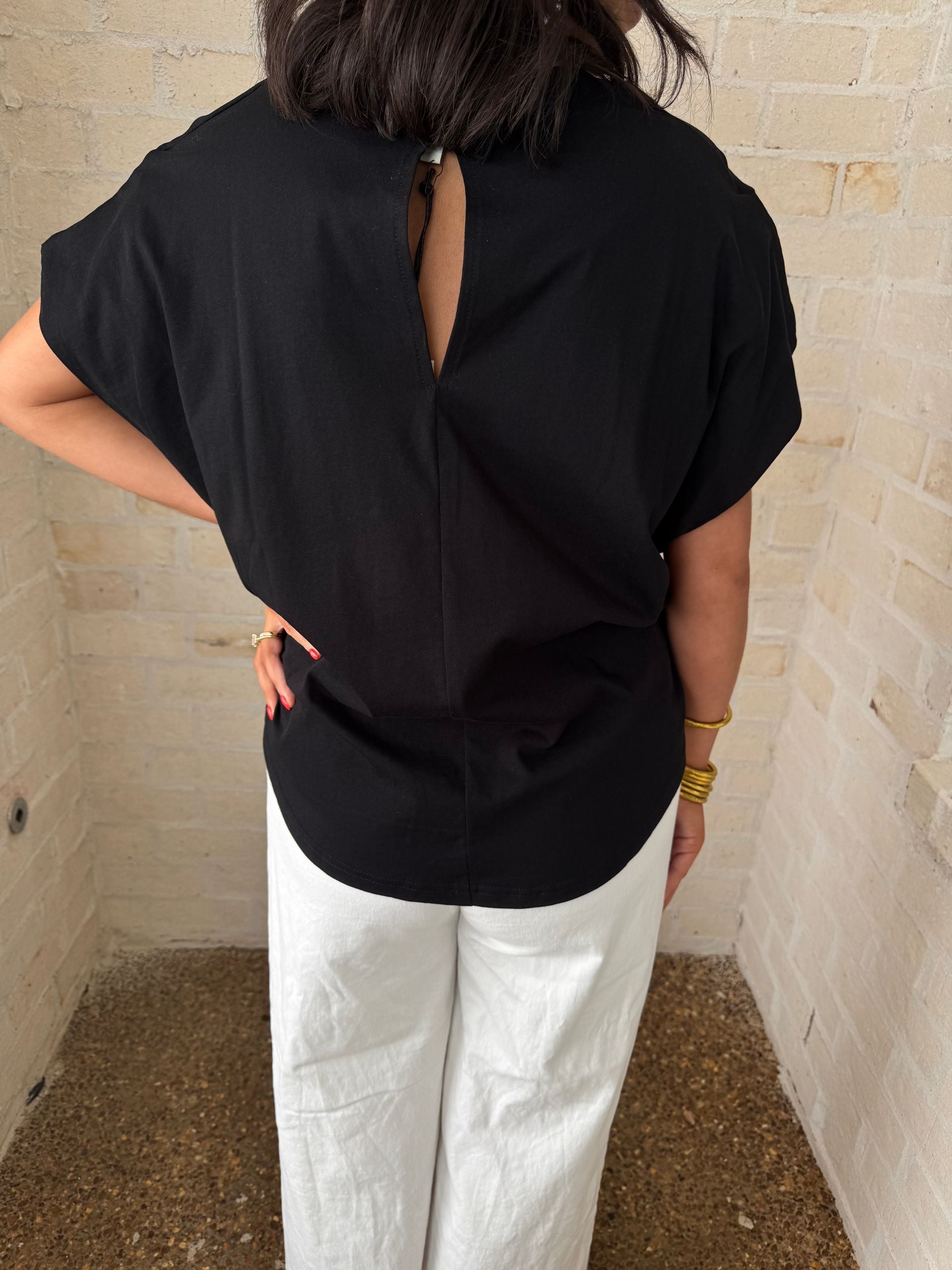 Black Solid Tunic Top