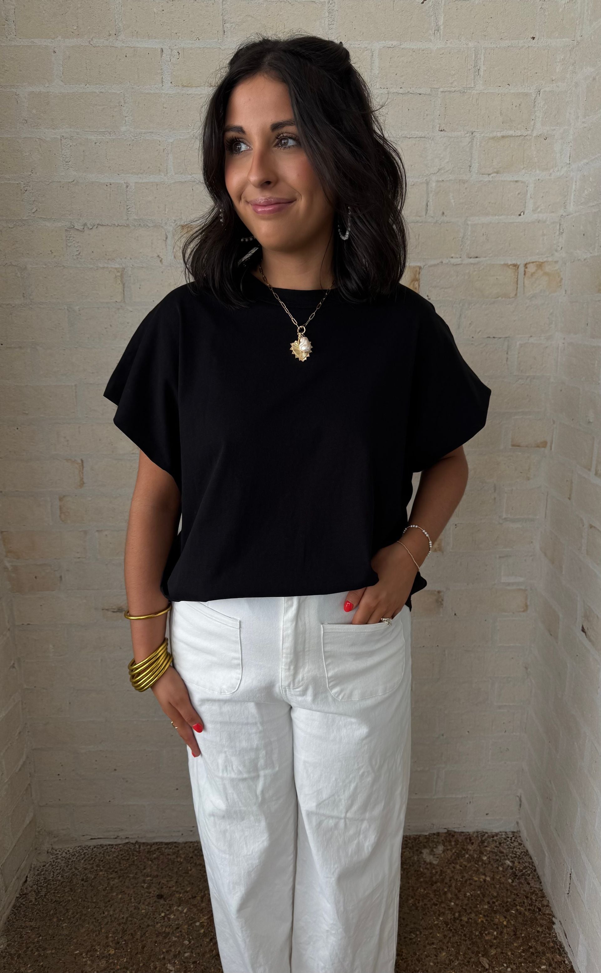 Black Solid Tunic Top