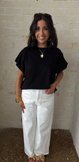 Black Solid Tunic Top