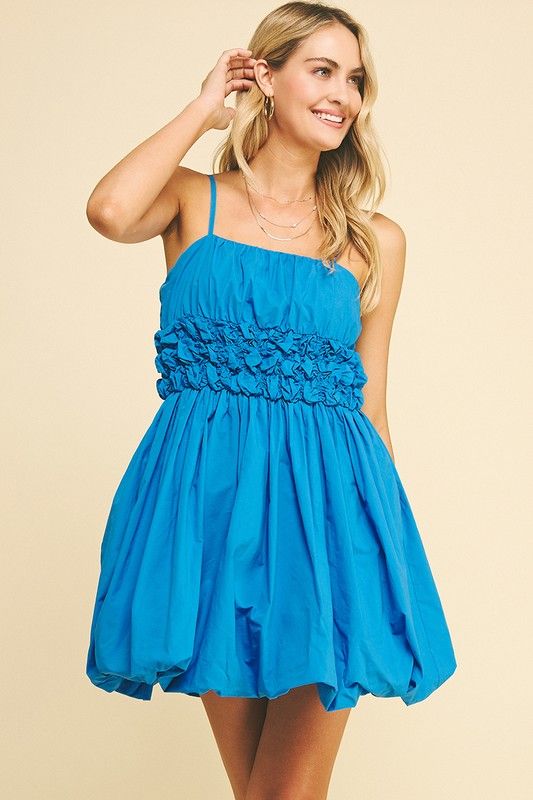Blue Bubble Mini Dress Also Available In White