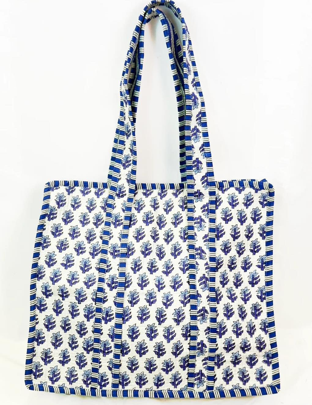 Blue Leaf Quilted Tote Bag