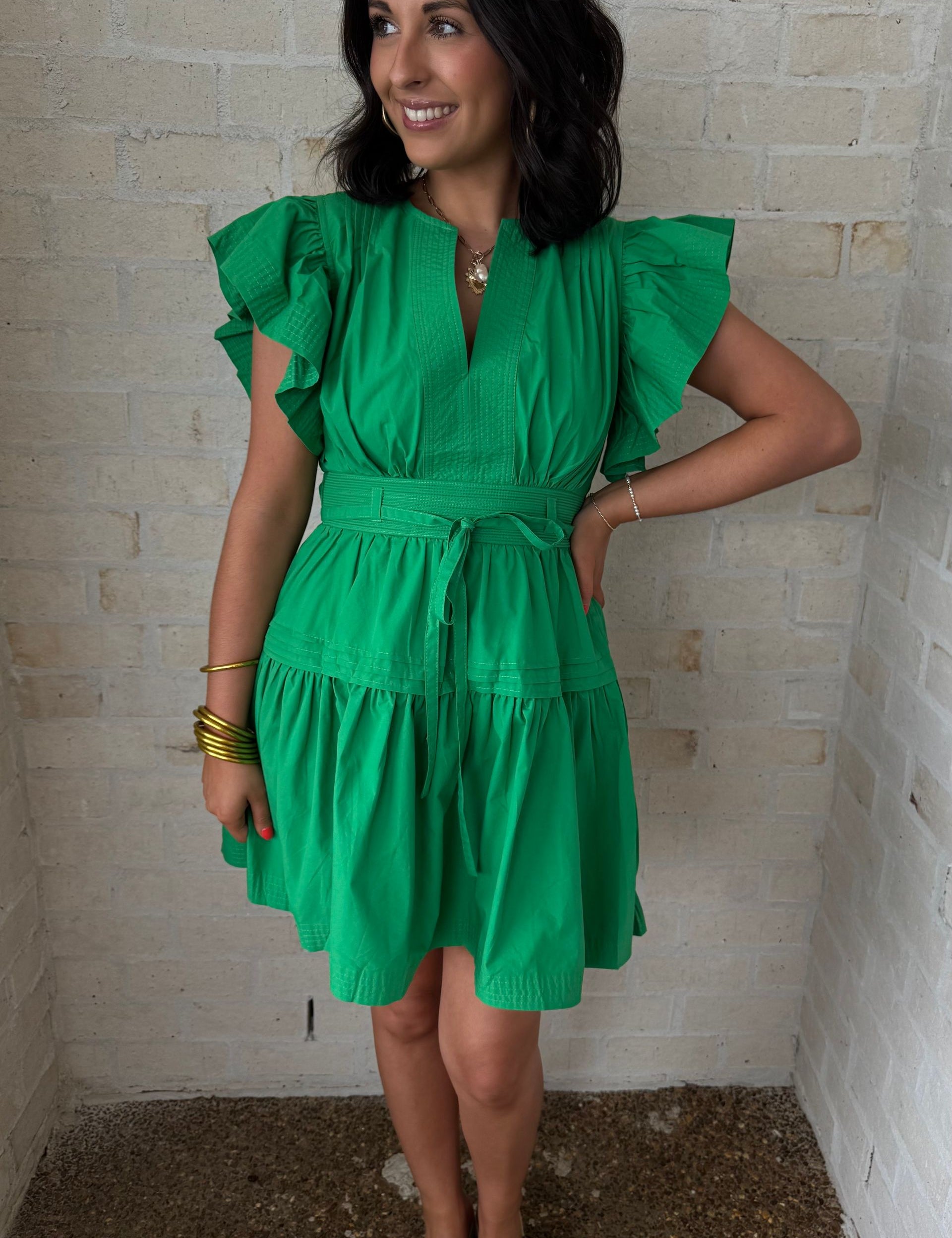 Emerald Green Peplum Mini Dress