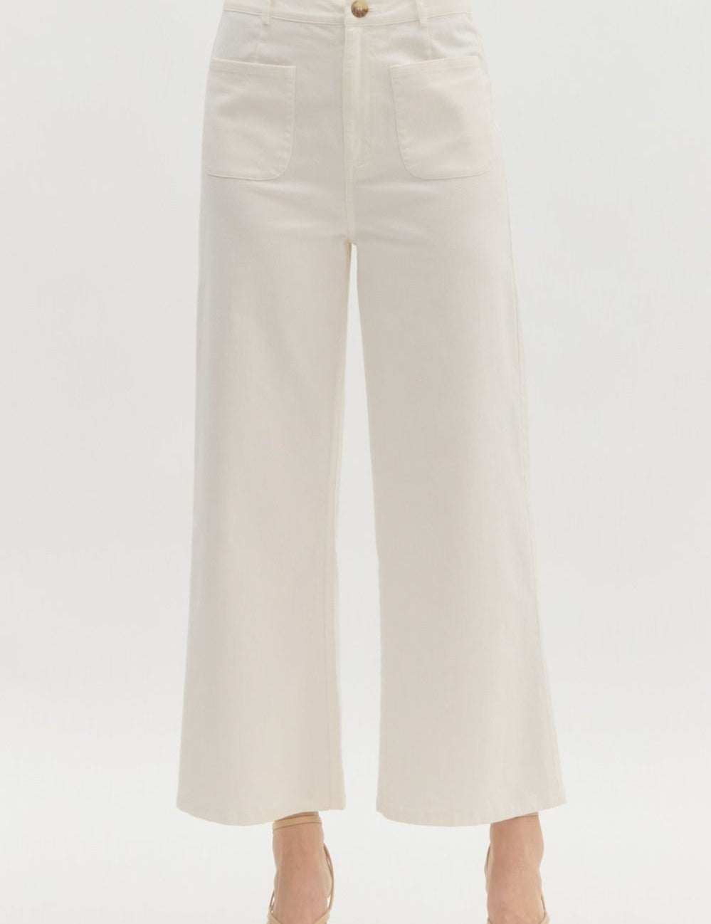 Entro White Wide Leg Pants