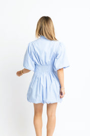 Karlie Lt Blue Ruffle Collar Bubble Hem Dress