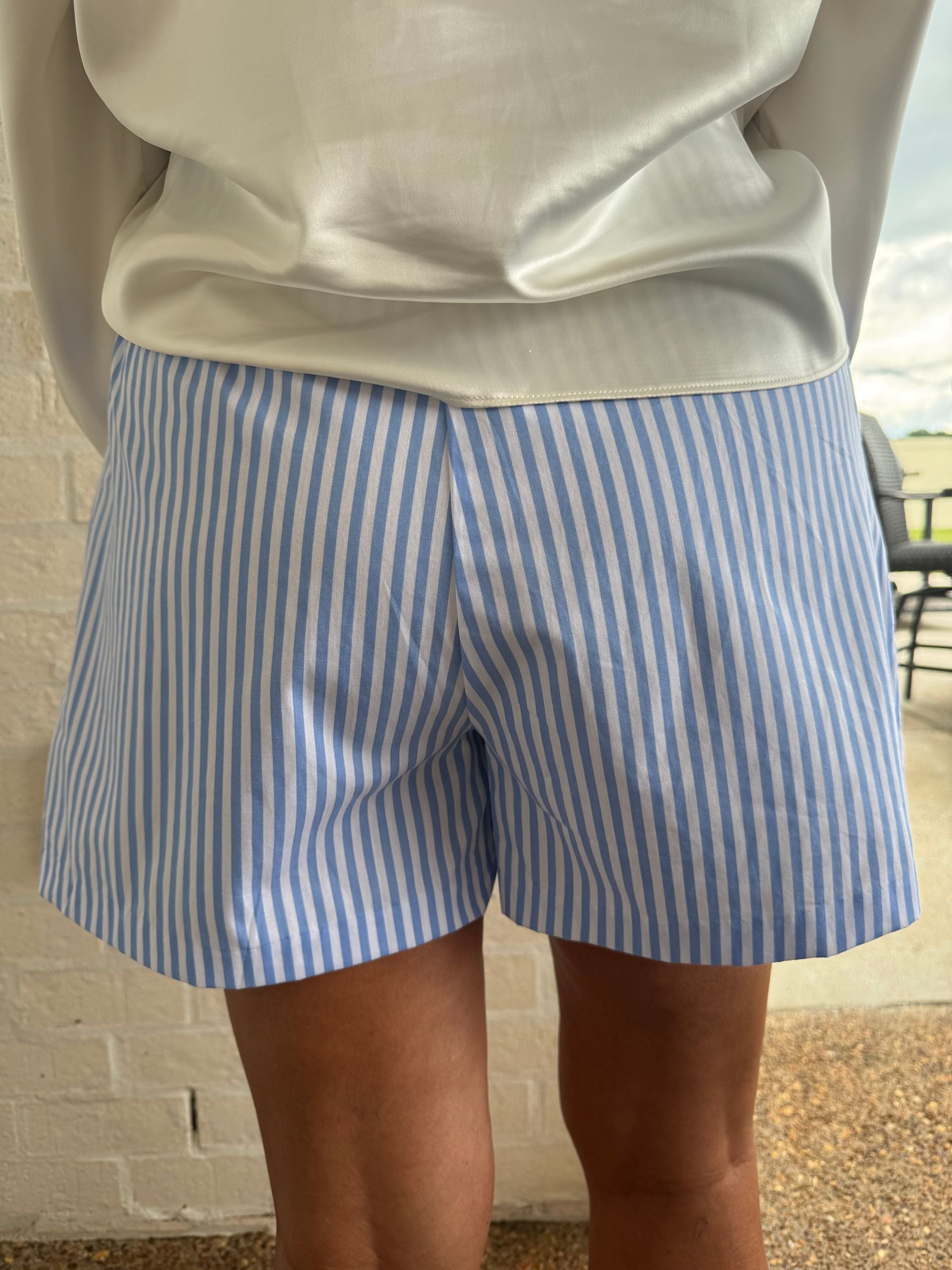 Karlie blue Stripe Poplin Button Short