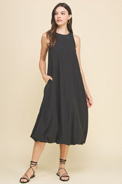 Kassidy Black Bubble Hem Midi Dress