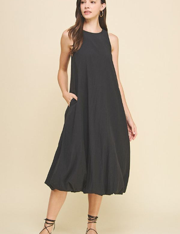 Kassidy Black Bubble Hem Midi Dress