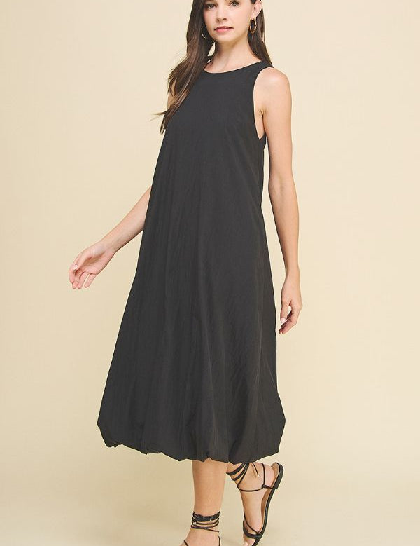 Kassidy Black Bubble Hem Midi Dress