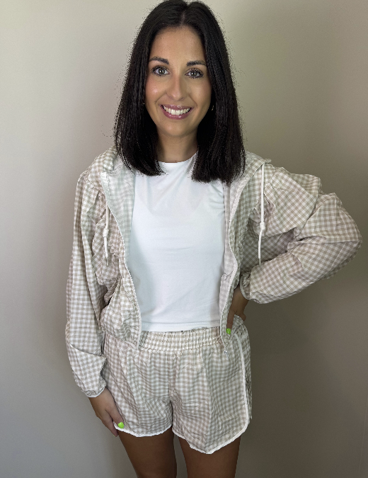 Lightweight Gingham Print Jacket