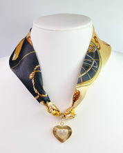 Lillie Scarf Charm Necklace BLACK GOLD