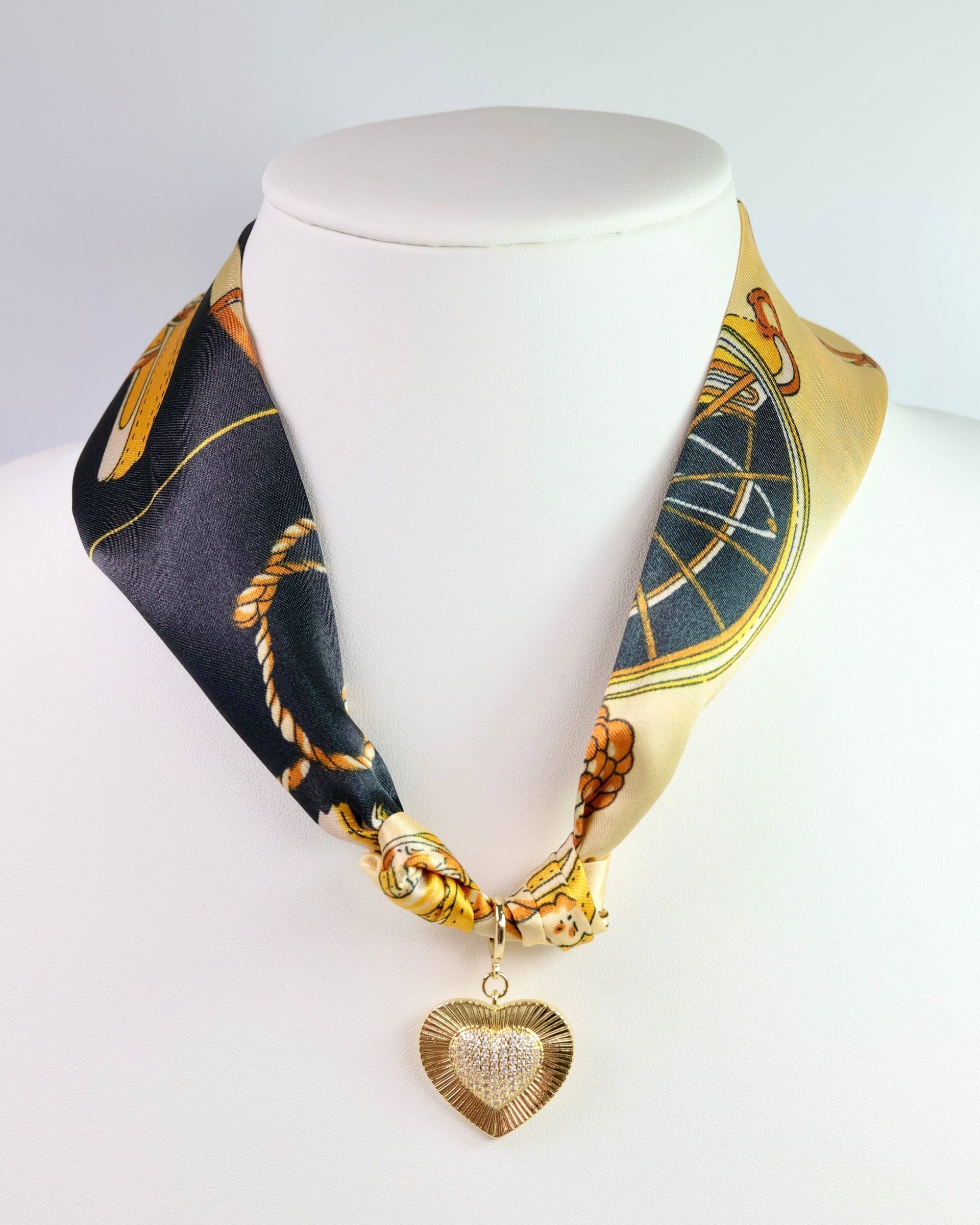 Lillie Scarf Charm Necklace BLACK GOLD