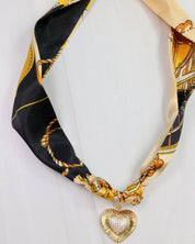 Lillie Scarf Charm Necklace BLACK GOLD