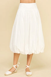 Make A Statement White Bubble Midi Skirt