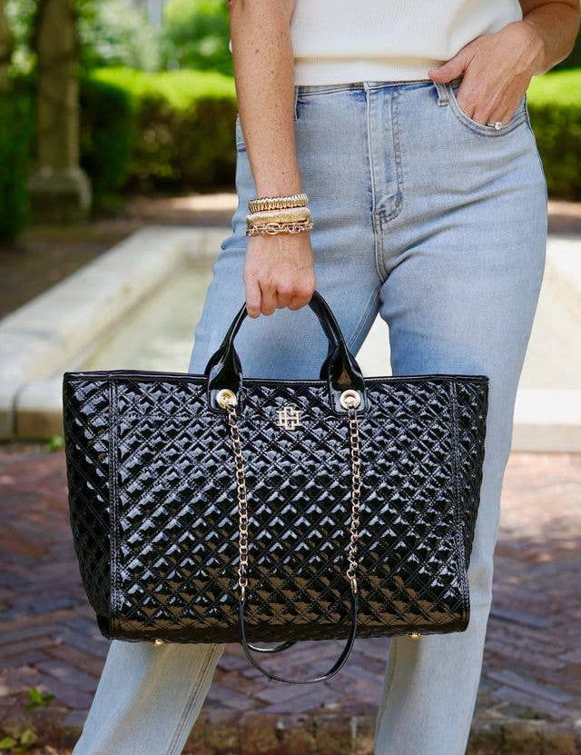 Melissa Tote Bag BLACK PATENT SQ