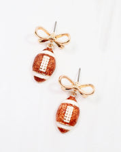 Sporty Bow Football Earring Gold