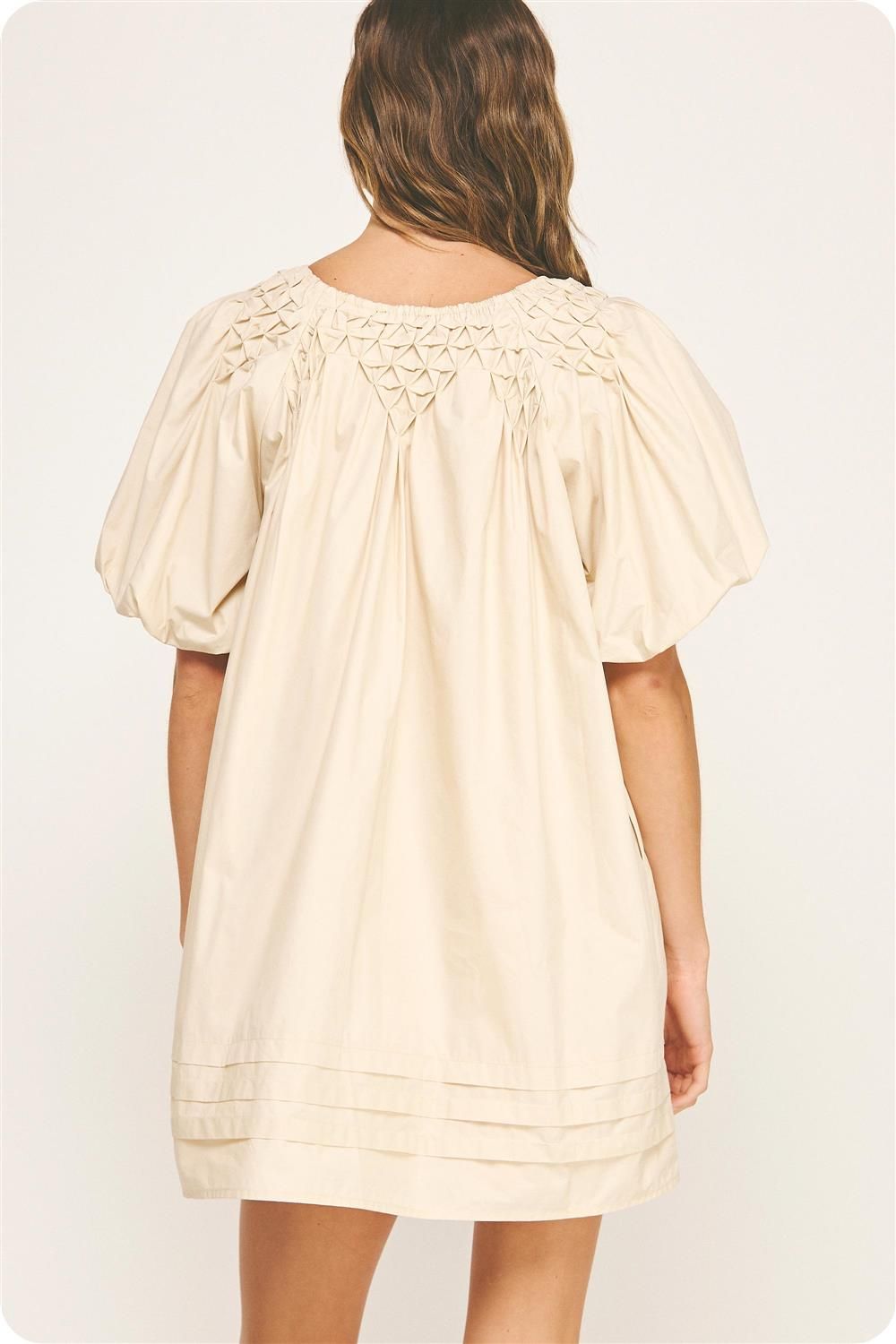Strut bolt almond baby doll dress