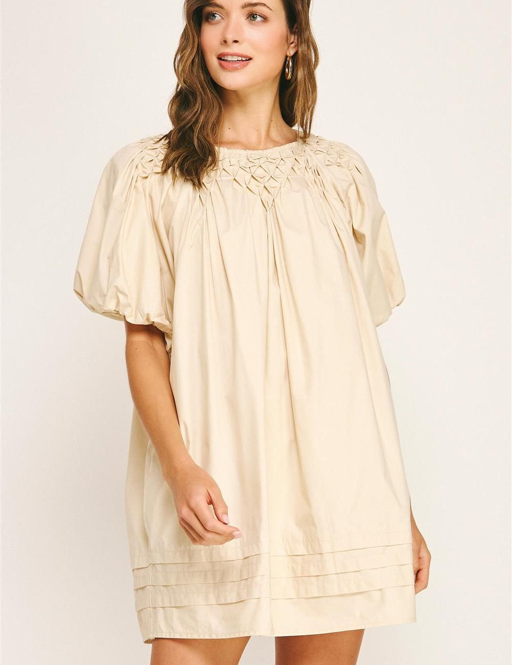 Strut bolt almond baby doll dress