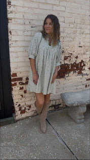 Entro Olive Striped mini dress