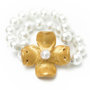 Hidden Truth Pearl Double Strand with Dogwood Flower Bracelet