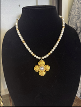 Hidden Truth 18” Small Pearls with 4 Point Pearl Cross Necklace