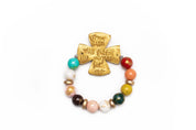 Hidden Truth Multicolored Jade with Friendship Cross Bracelet