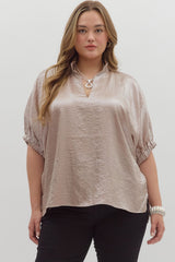 Entro Champagne V-Neck Collar Shirt (Plus Size) Also Comes Sm-lg