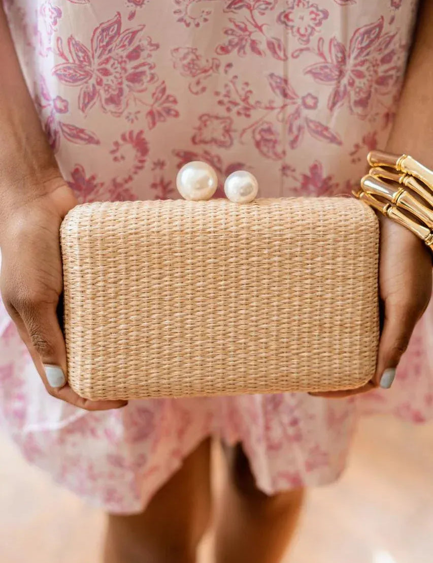 Lisi Lerch - Mimi Pearl Top Straw Clutch