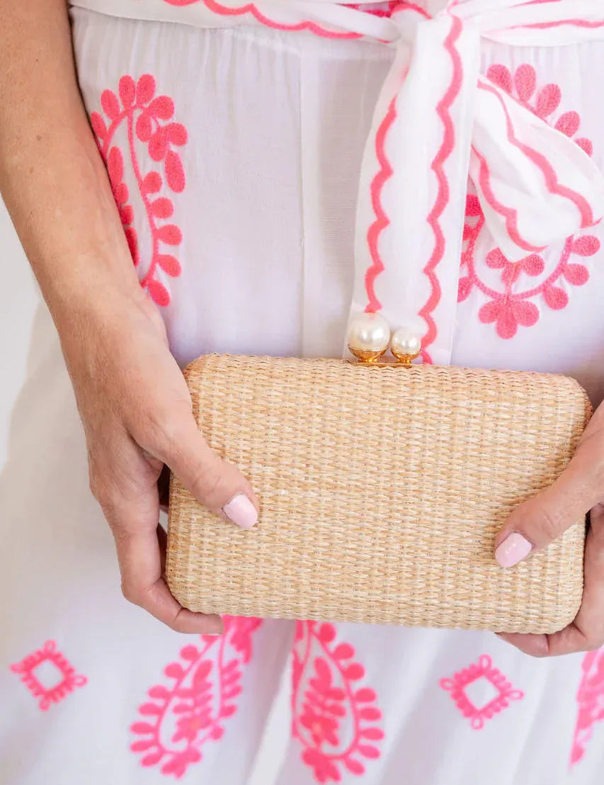 Lisi Lerch - Mimi Pearl Top Straw Clutch