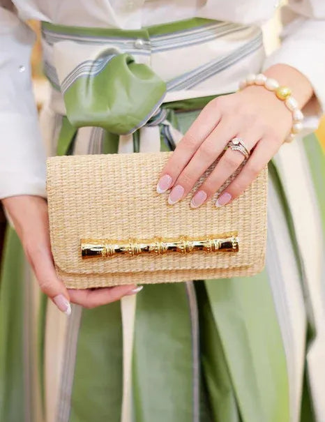 Lisi Lerch - Ruby Straw Clutch - Gold Charm Bamboo Bar