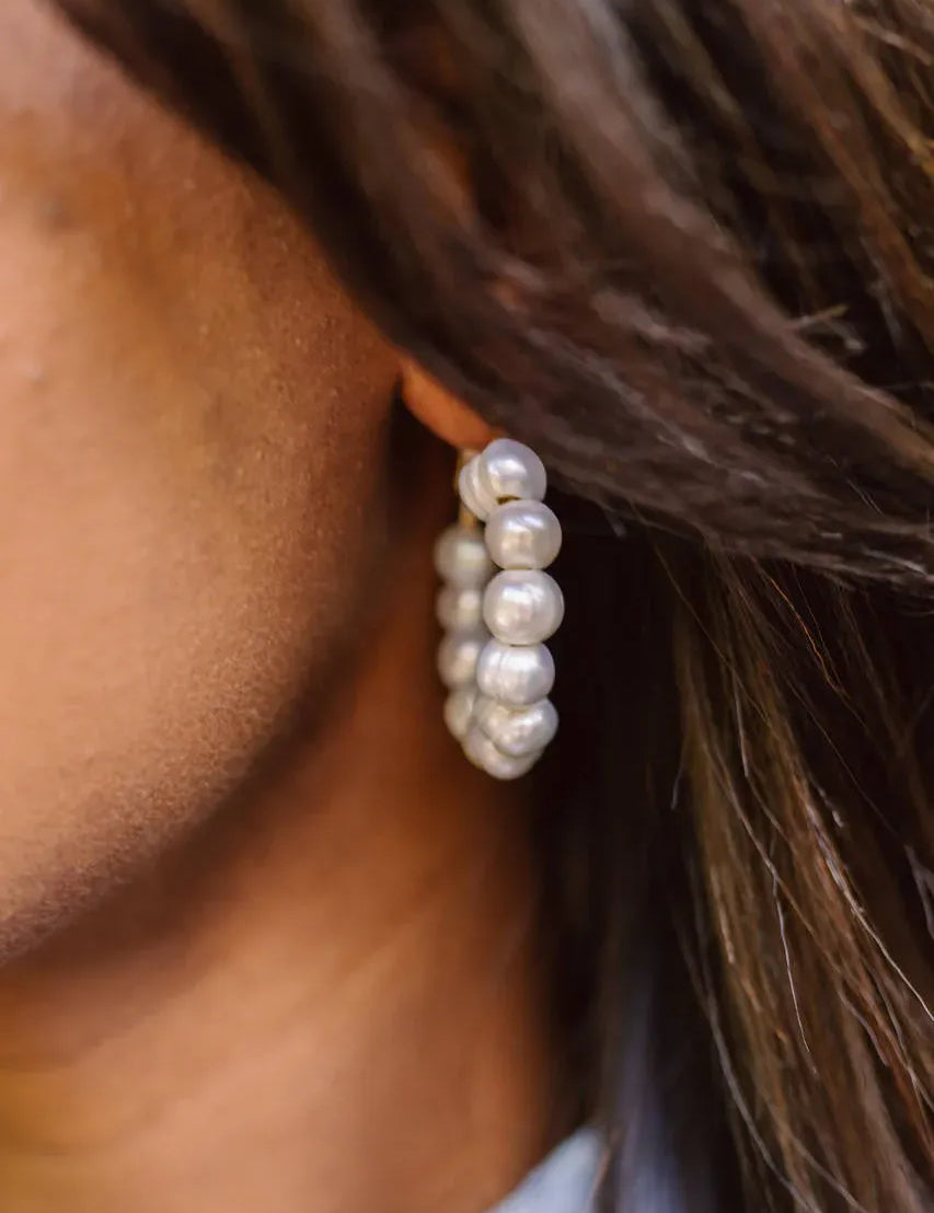 Lisi Lerch- Georgia Hoop Earrings- Freshwater Pearls 10mm