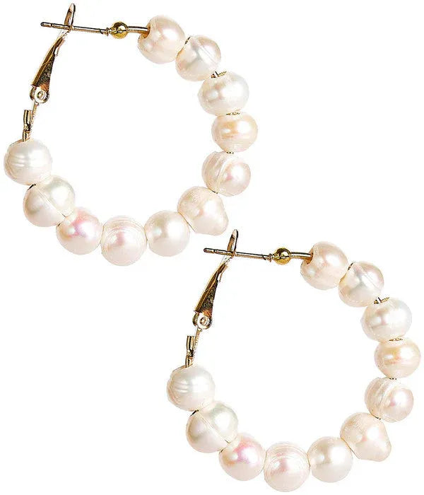 Lisi Lerch- Georgia Hoop Earrings- Freshwater Pearls 10mm