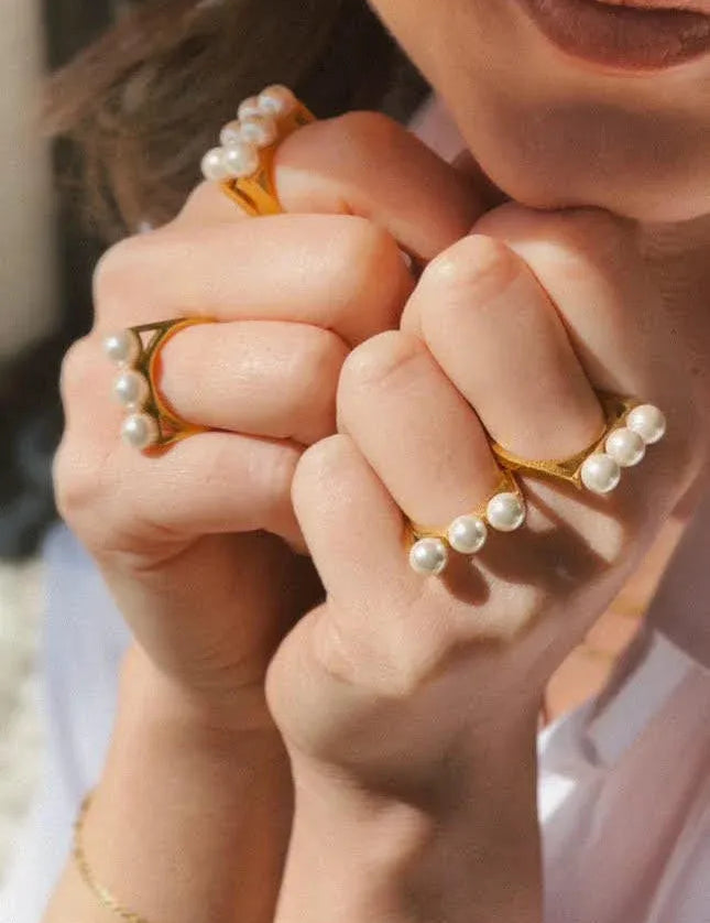 Lisi Lerch- Row - Pearl Ring - Sarah Weisbrod Collection - 18k Gold Plated