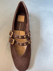 Dolce Vita Baylee Grommet DK Brown Perforated Suede Shoe (flat)