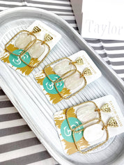 White Shimmer Oval Hoops