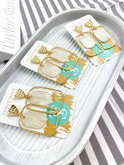 White Shimmer Oval Hoops